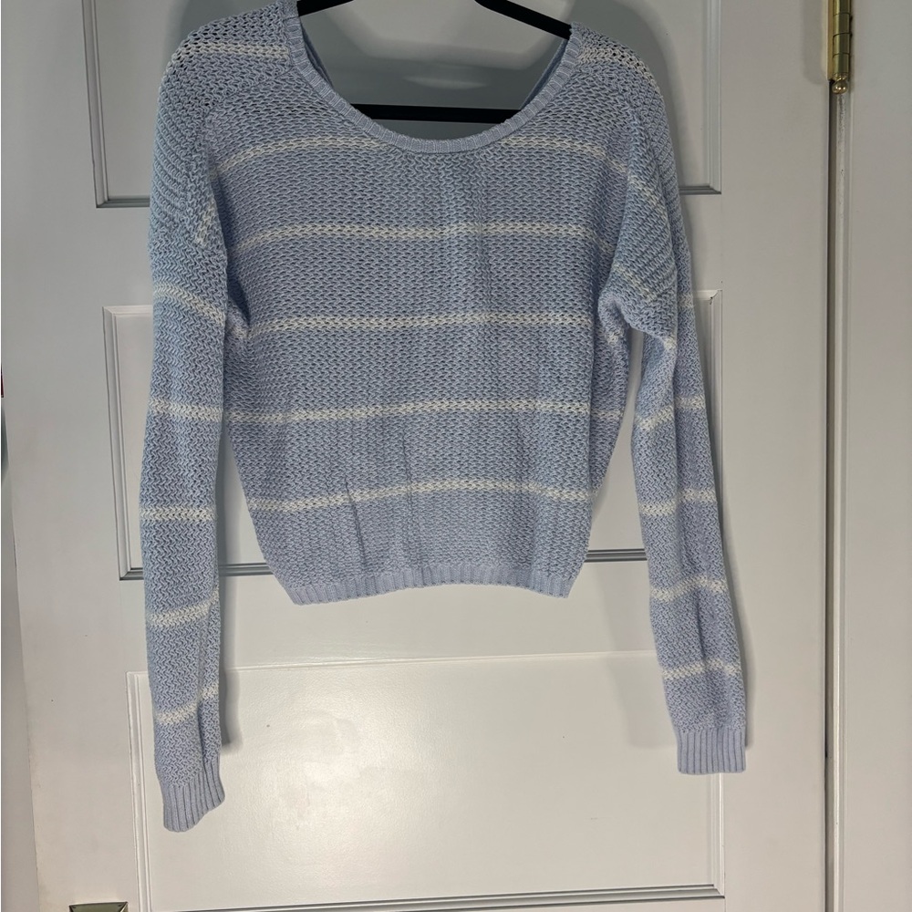 Hollister Soft Blue and White Striped Sweater
